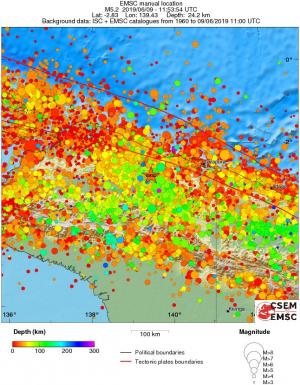 regional depth historical seismicity