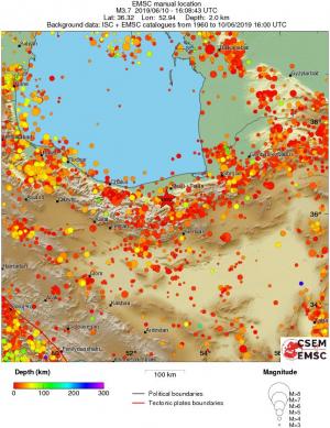 regional depth historical seismicity