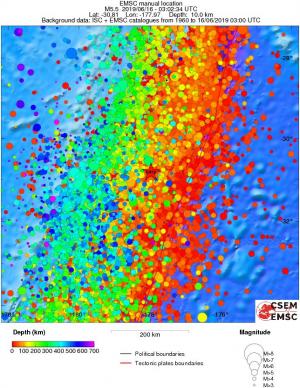 regional depth historical seismicity