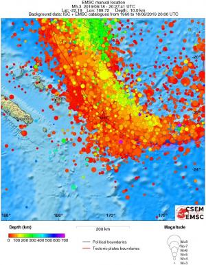 regional depth historical seismicity