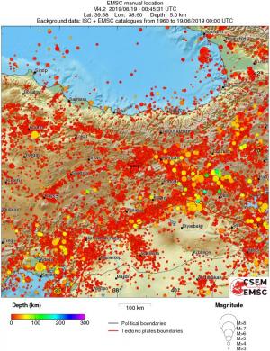 regional depth historical seismicity