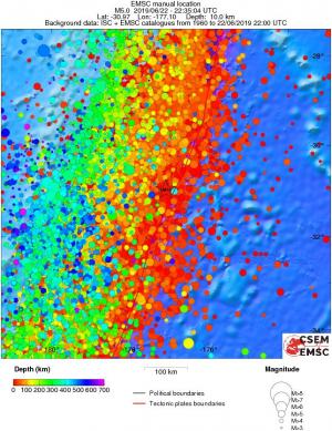 regional depth historical seismicity