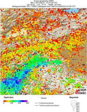 regional depth historical seismicity