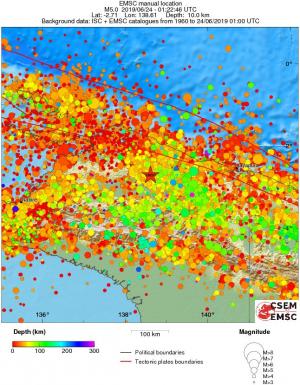 regional depth historical seismicity