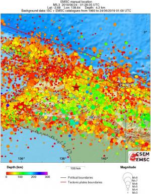 regional depth historical seismicity