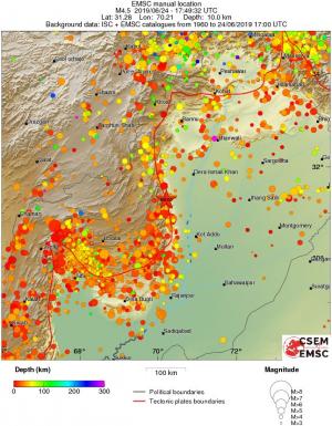 regional depth historical seismicity