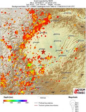 regional depth historical seismicity