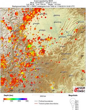 regional depth historical seismicity