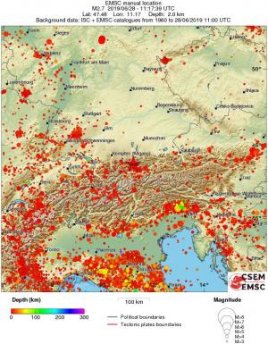 regional depth historical seismicity