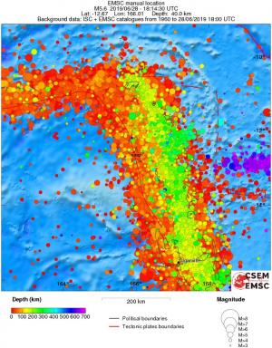 regional depth historical seismicity