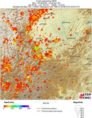 regional depth historical seismicity