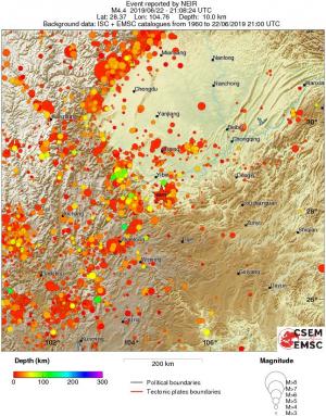 regional depth historical seismicity