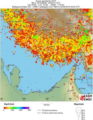 regional depth historical seismicity