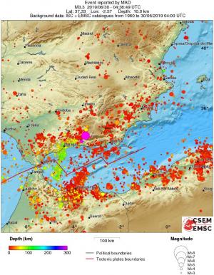 regional depth historical seismicity