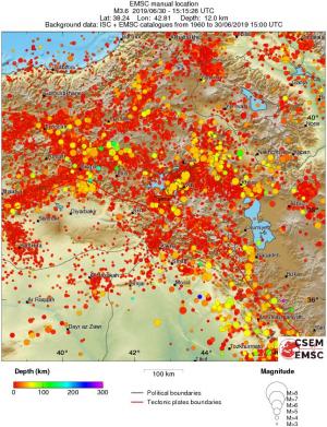 regional depth historical seismicity