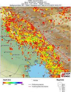 regional depth historical seismicity