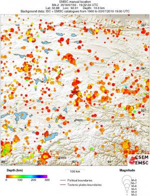 regional depth historical seismicity