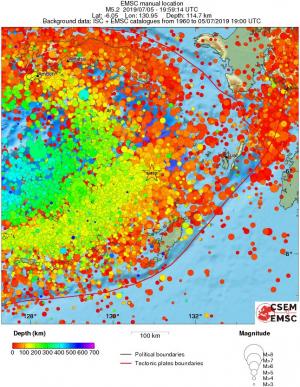 regional depth historical seismicity