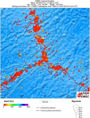 regional depth historical seismicity