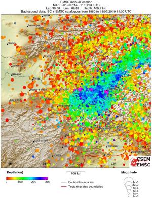 regional depth historical seismicity