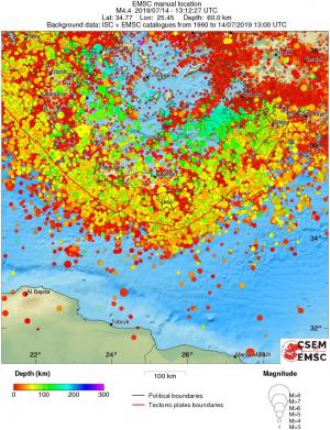 regional depth historical seismicity