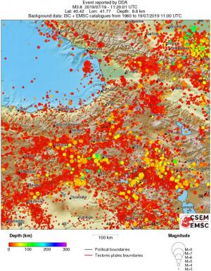 regional depth historical seismicity