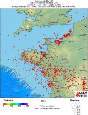 regional depth historical seismicity