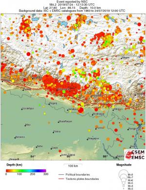 regional depth historical seismicity
