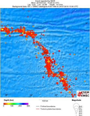 regional depth historical seismicity