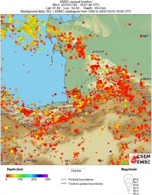 regional depth historical seismicity