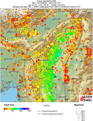 regional depth historical seismicity