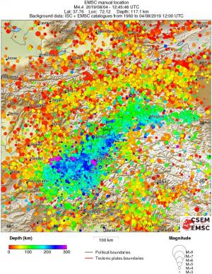 regional depth historical seismicity