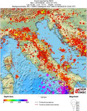 regional depth historical seismicity