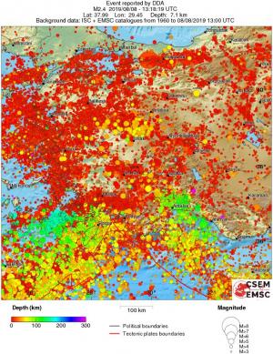 regional depth historical seismicity