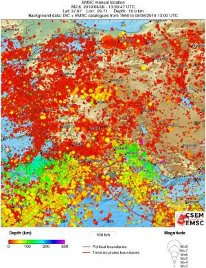 regional depth historical seismicity