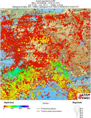 regional depth historical seismicity