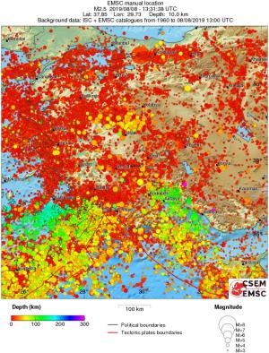 regional depth historical seismicity