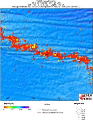 regional depth historical seismicity