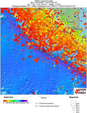 regional depth historical seismicity