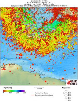 regional depth historical seismicity