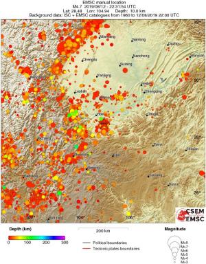 regional depth historical seismicity