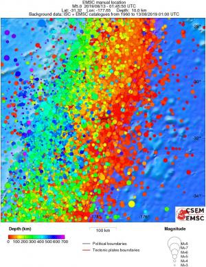 regional depth historical seismicity