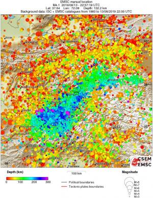 regional depth historical seismicity