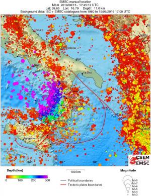 regional depth historical seismicity
