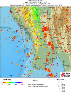 regional depth historical seismicity