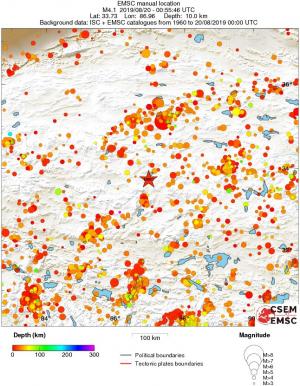 regional depth historical seismicity