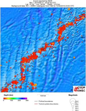 regional depth historical seismicity