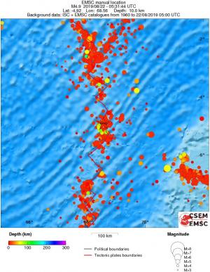 regional depth historical seismicity