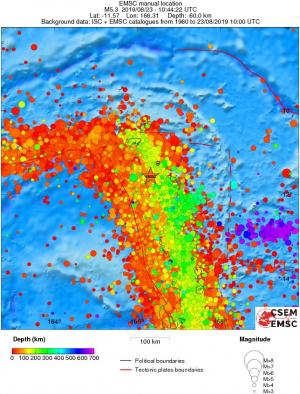 regional depth historical seismicity