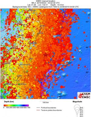 regional depth historical seismicity